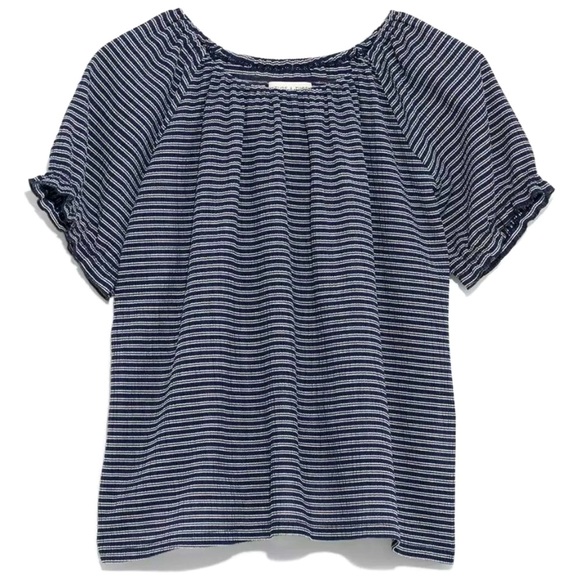 MADEWELL Texture & Thread navy striped peasant top - Picture 6 of 7